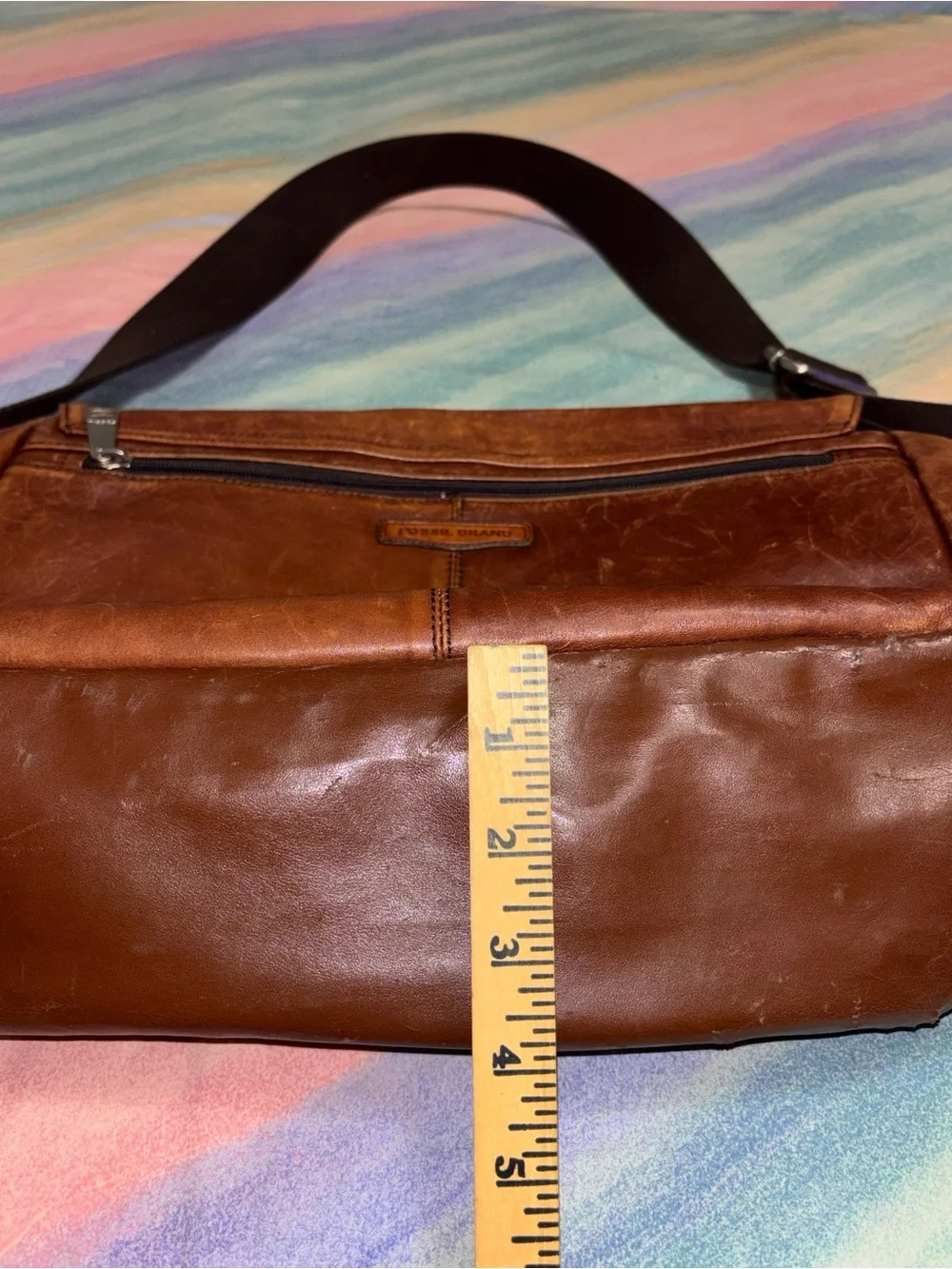 Fossil Leather Messenger Briefcase Work Laptop Bag